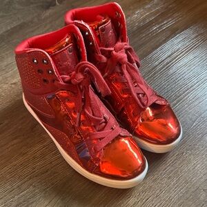 Pastry Red Metallic High-Top Hip Hop Sneakers